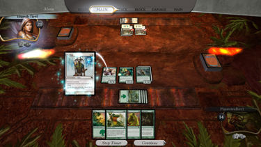 Game screenshot showing a players cards, and cards already played